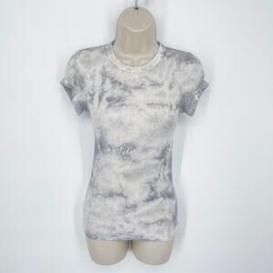 Enza Costa REVOLVE Tie Dye Viscose Silk Blend Top NEW Size S Gray White Stretch